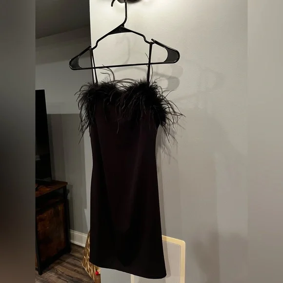 Von Maur black feather mini dress Von Maur black feather mini dress
